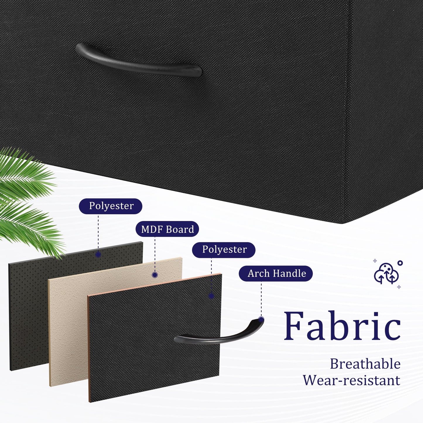 6 Drawer Dresser, Wide Chest of Drawers Nightstand Storage Tower Storage Fabric Dresser with Wood Top for Living Room, Bedroom, Hallway, Black