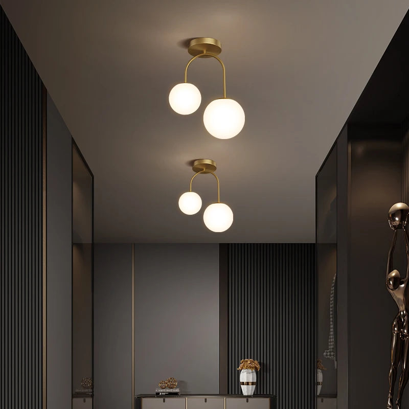 Nordic Glass Ball Ceiling Lighting - Modern LED Hanging Fixtures for Restaurants, Bars, and Home Decor in Living Rooms and Bedrooms