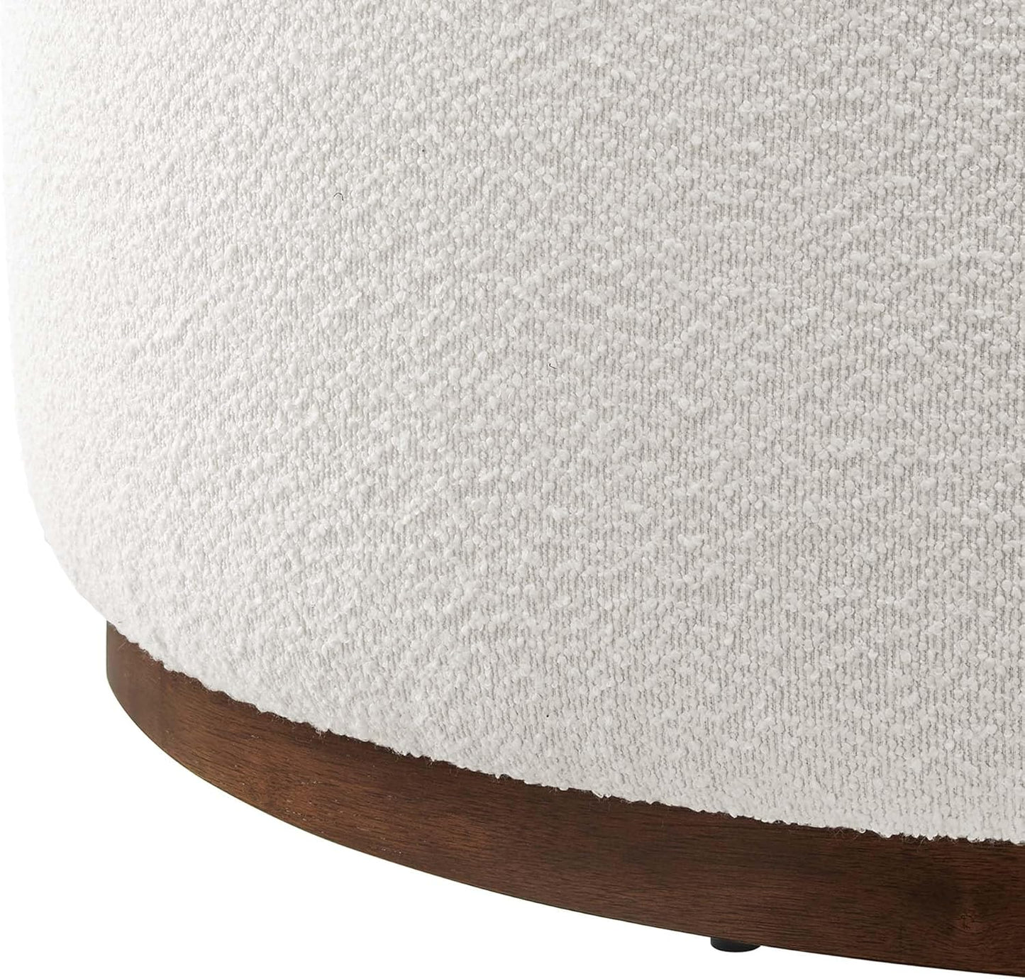Large 38" Round Boucle Upholstered Ottoman