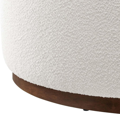 Large 38" Round Boucle Upholstered Ottoman