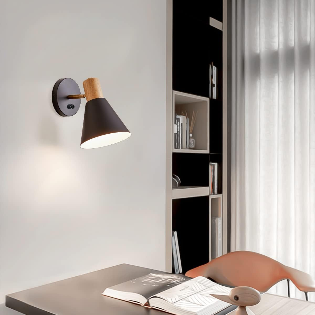 Wall Sconces, Modern Nordic Design, 2 Pack-Black, E26, Rotateable, Industrial Bathroom Bedroom Lighting Fixture, Wall Mounted
