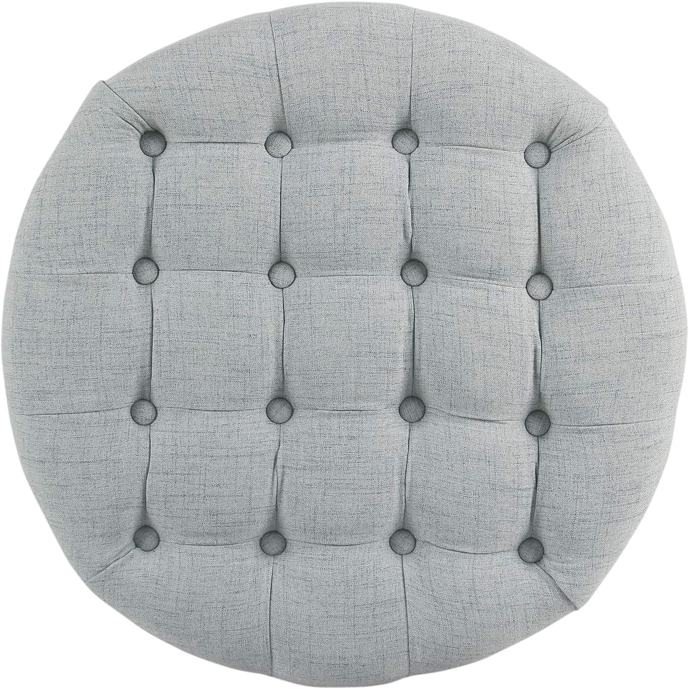 25" Button Tufted round Storage Ottoman - Light Blue