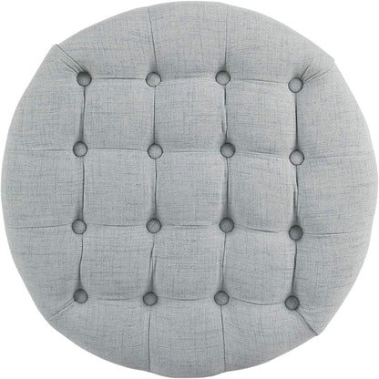 25" Button Tufted round Storage Ottoman - Light Blue