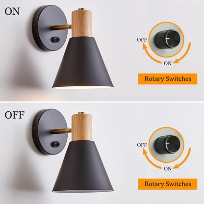 Wall Sconces, Modern Nordic Design, 2 Pack-Black, E26, Rotateable, Industrial Bathroom Bedroom Lighting Fixture, Wall Mounted