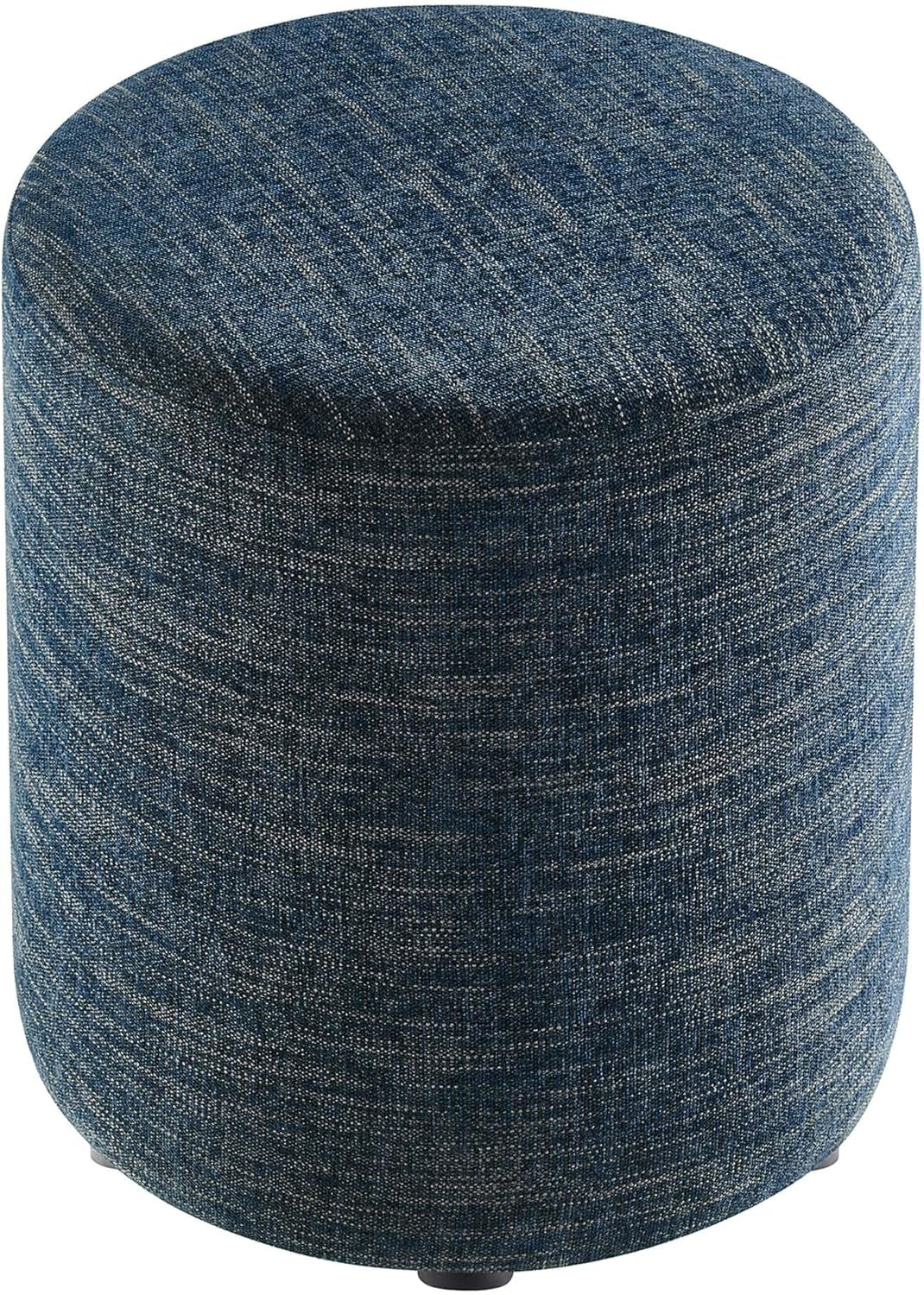 16-Inch Round Heathered Fabric Upholstered Ottoman