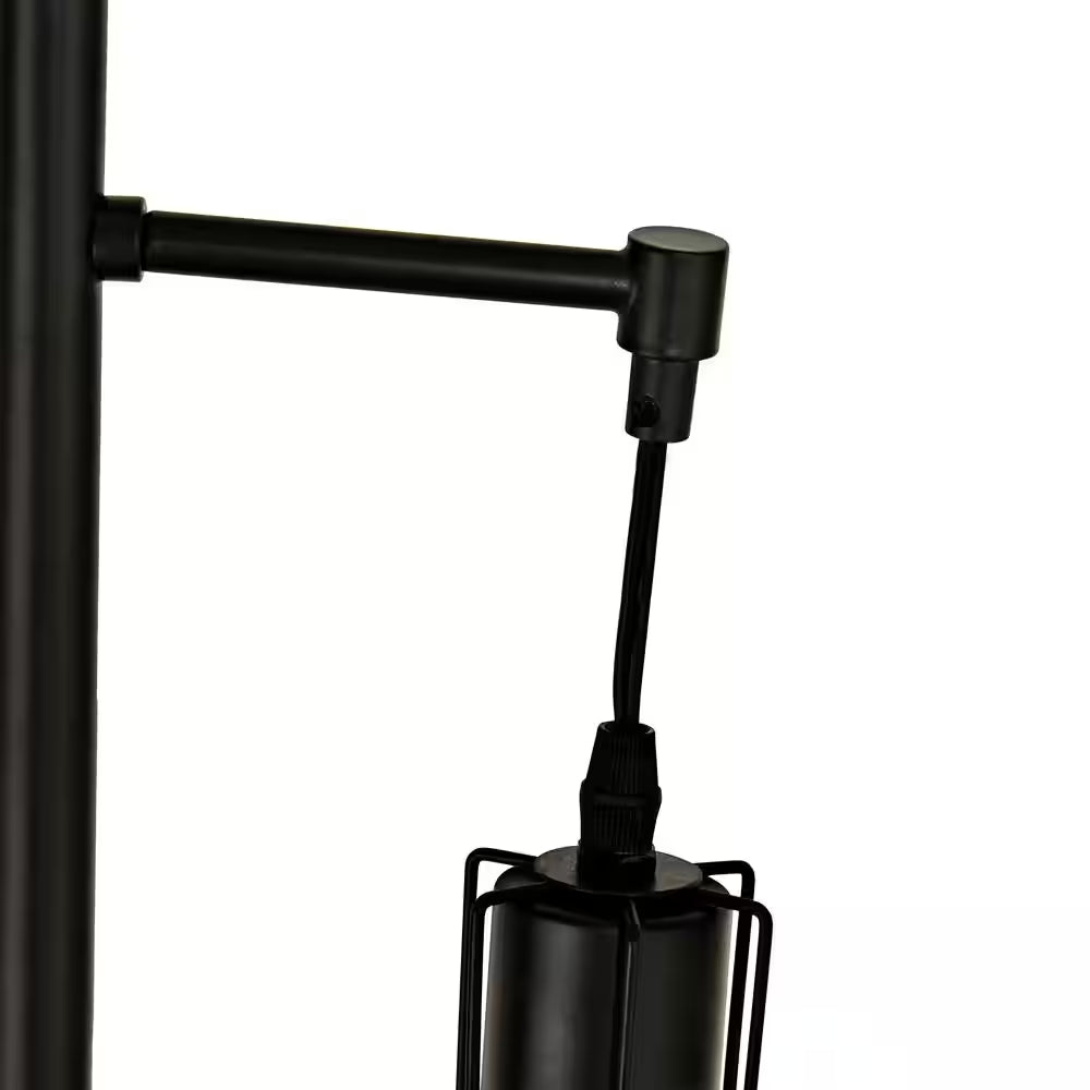 65-Inch 3-Light Black Farmhouse Industrial Tree Floor Lamp with Elegant Cage Shades