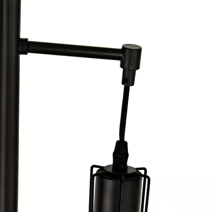 65-Inch 3-Light Black Farmhouse Industrial Tree Floor Lamp with Elegant Cage Shades