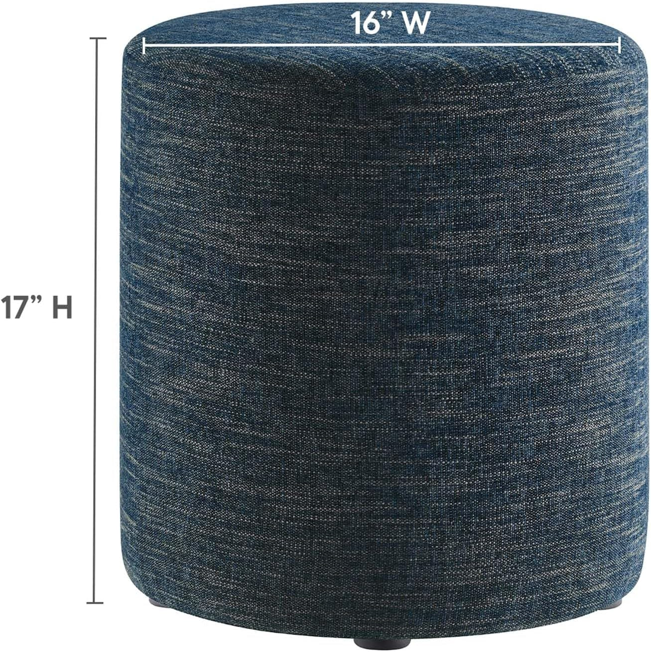16-Inch Round Heathered Fabric Upholstered Ottoman