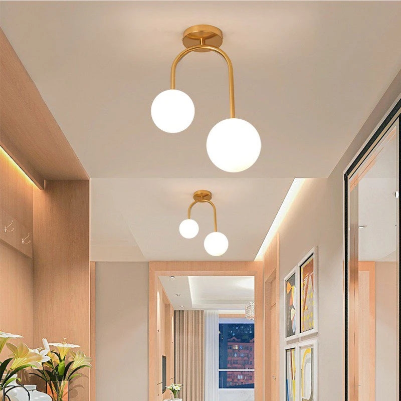 Nordic Glass Ball Ceiling Lighting - Modern LED Hanging Fixtures for Restaurants, Bars, and Home Decor in Living Rooms and Bedrooms