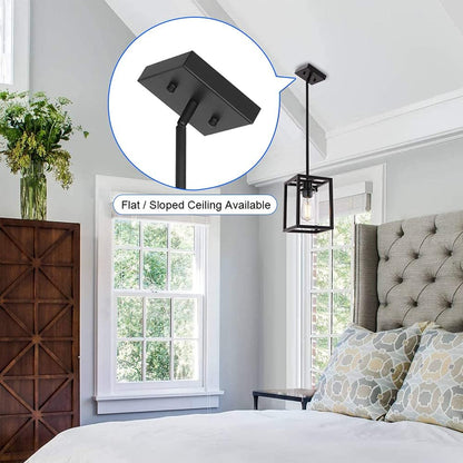 1-Light Black Pendant Lights Industrial Farmhouse Chandeliers Mini Island Light Fixtures Ceiling Hanging with Clear Glass Shade for Dining Room Entryway Hallway Restaurants