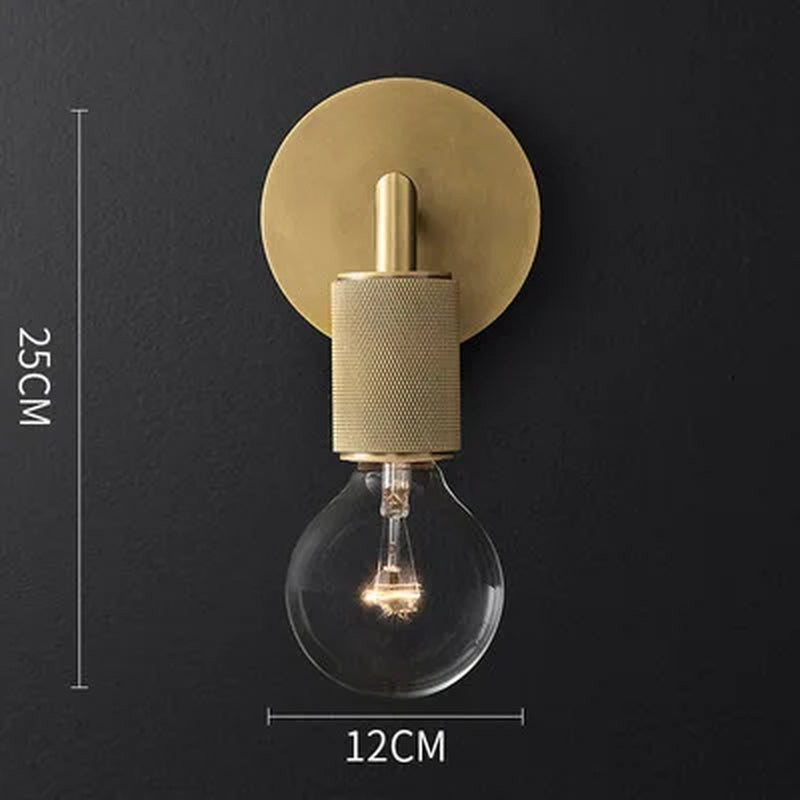 Contemporary Gold Glass Wall Sconce for Bedroom - Nordic Indoor Lighting Fixture with Luxury Copper LED Design