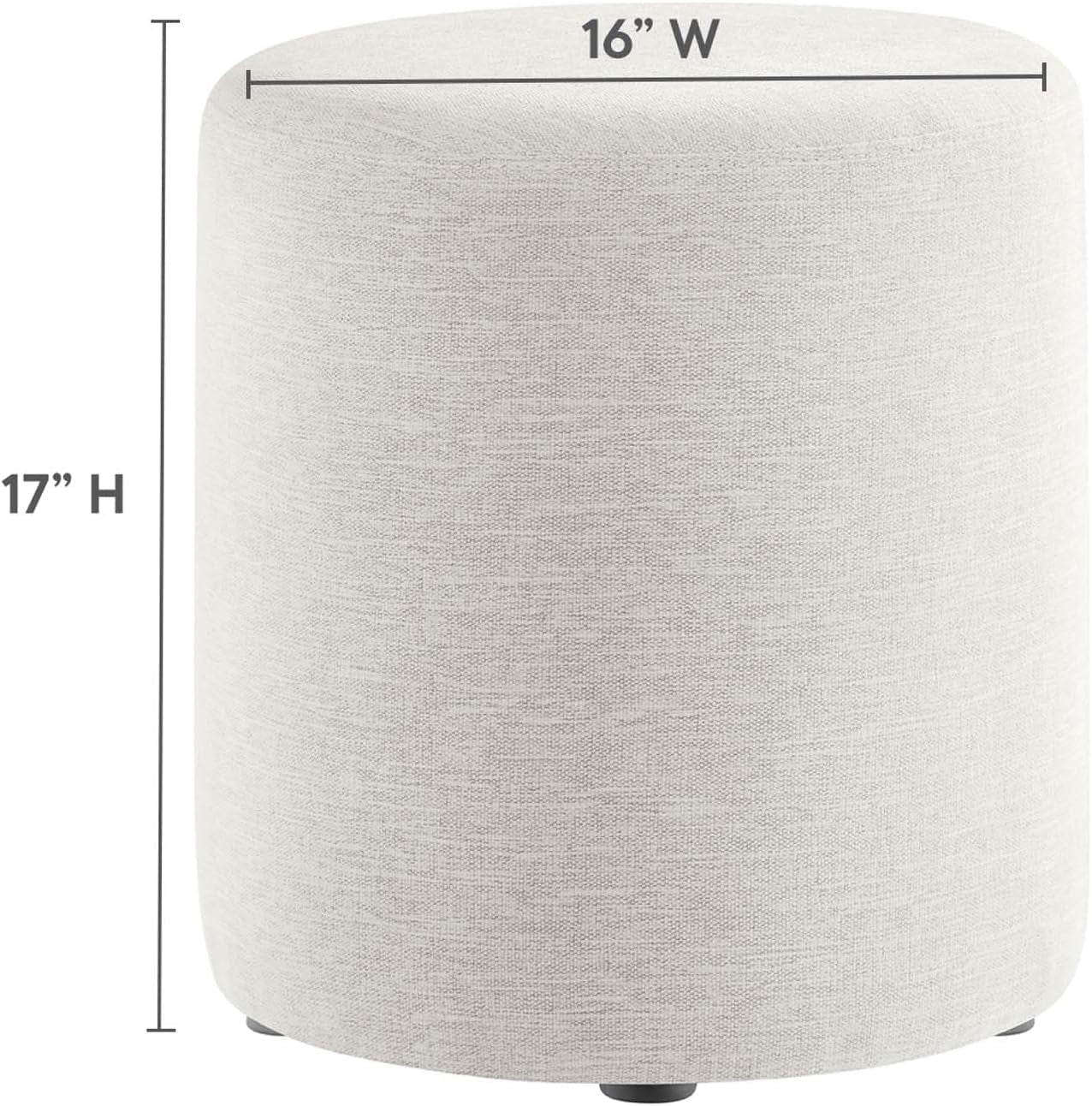 16-Inch Round Heathered Fabric Upholstered Ottoman