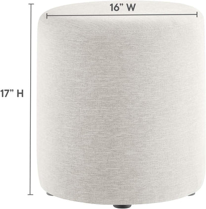 16-Inch Round Heathered Fabric Upholstered Ottoman
