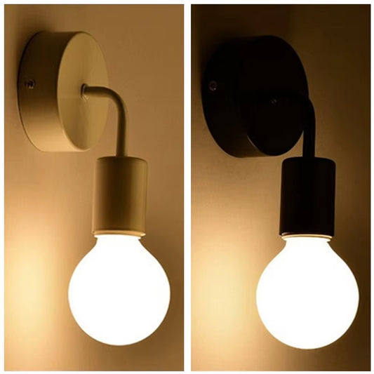 Nordic Modern Iron Wall Lamp in Black Finish - E27 Indoor Lighting Fixture for Bedroom, Bathroom, and Industrial Decor