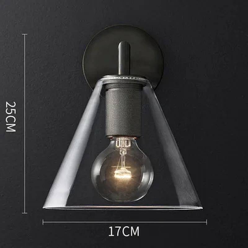 Contemporary Gold Glass Wall Sconce for Bedroom - Nordic Indoor Lighting Fixture with Luxury Copper LED Design