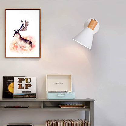 Wall Sconces Lighting Set of 2 for Bedroom, White Adjustable Wood Style Wall Sconce Reading Lamp, Wall Light for Bedroom Hallway Living Room (White-Hardwired, 2)