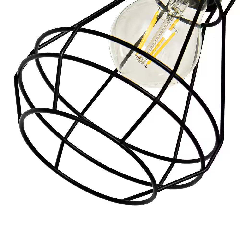 65-Inch 3-Light Black Farmhouse Industrial Tree Floor Lamp with Elegant Cage Shades