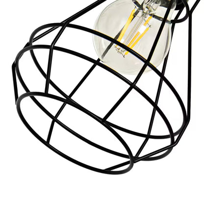 65-Inch 3-Light Black Farmhouse Industrial Tree Floor Lamp with Elegant Cage Shades