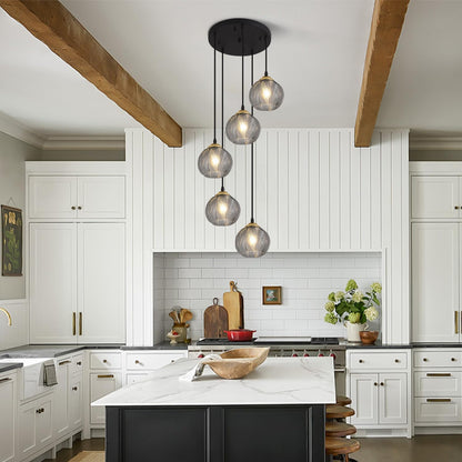 Lighting round Glass Pendant Lighting 5 Light Farmhouse Cluster Chandelier Black Kitchen Pendant Lighting Smoke Glass Cluster Pendant Light Mid Century Modern Globe Chandelier