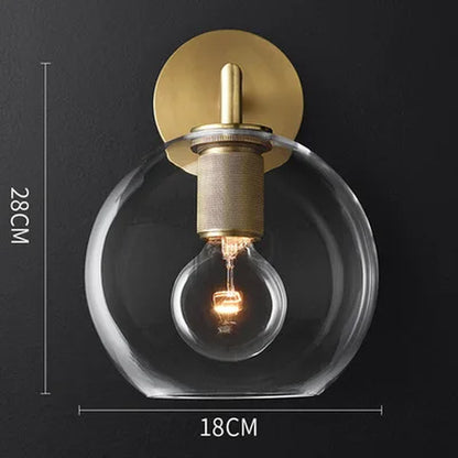 Contemporary Gold Glass Wall Sconce for Bedroom - Nordic Indoor Lighting Fixture with Luxury Copper LED Design