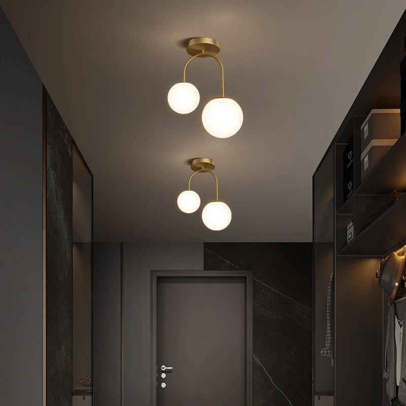 Nordic Glass Ball Ceiling Lighting - Modern LED Hanging Fixtures for Restaurants, Bars, and Home Decor in Living Rooms and Bedrooms