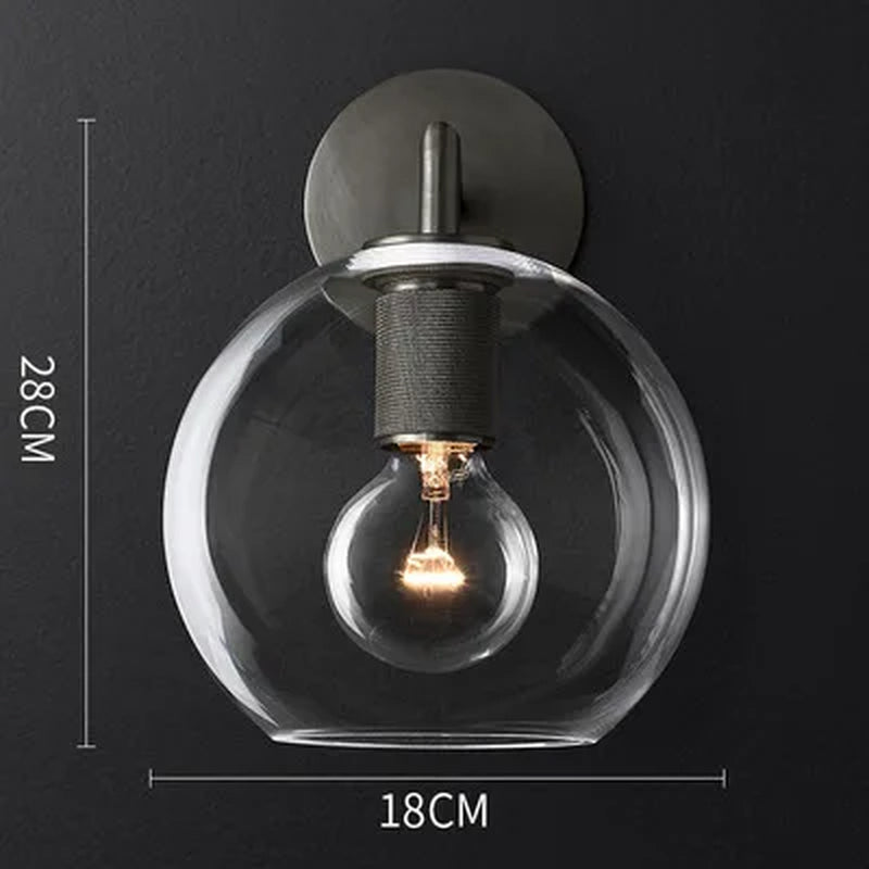 Contemporary Gold Glass Wall Sconce for Bedroom - Nordic Indoor Lighting Fixture with Luxury Copper LED Design