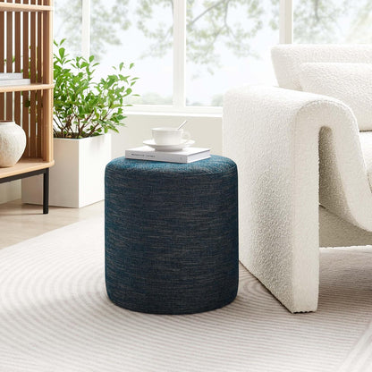 16-Inch Round Heathered Fabric Upholstered Ottoman