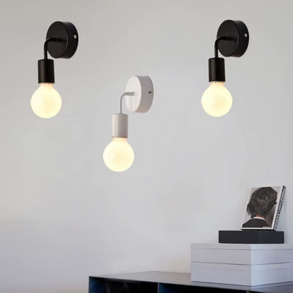 Nordic Modern Iron Wall Lamp in Black Finish - E27 Indoor Lighting Fixture for Bedroom, Bathroom, and Industrial Decor