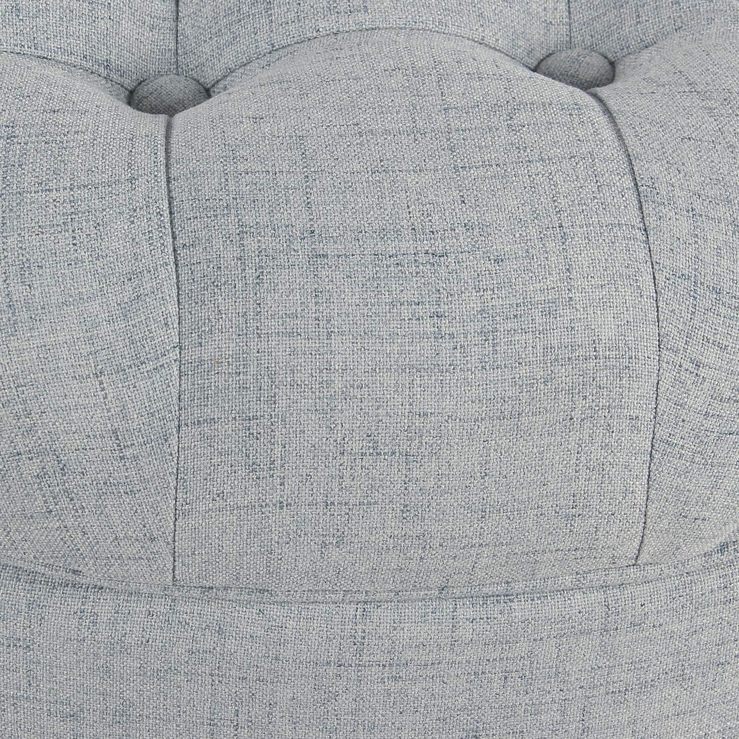 25" Button Tufted round Storage Ottoman - Light Blue