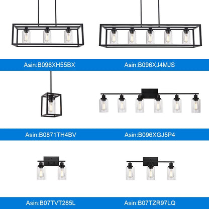 1-Light Black Pendant Lights Industrial Farmhouse Chandeliers Mini Island Light Fixtures Ceiling Hanging with Clear Glass Shade for Dining Room Entryway Hallway Restaurants