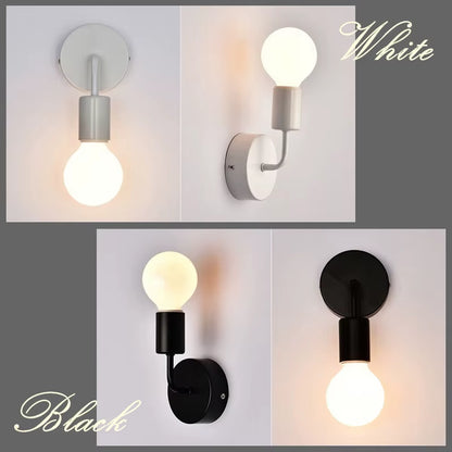 Nordic Modern Iron Wall Lamp in Black Finish - E27 Indoor Lighting Fixture for Bedroom, Bathroom, and Industrial Decor