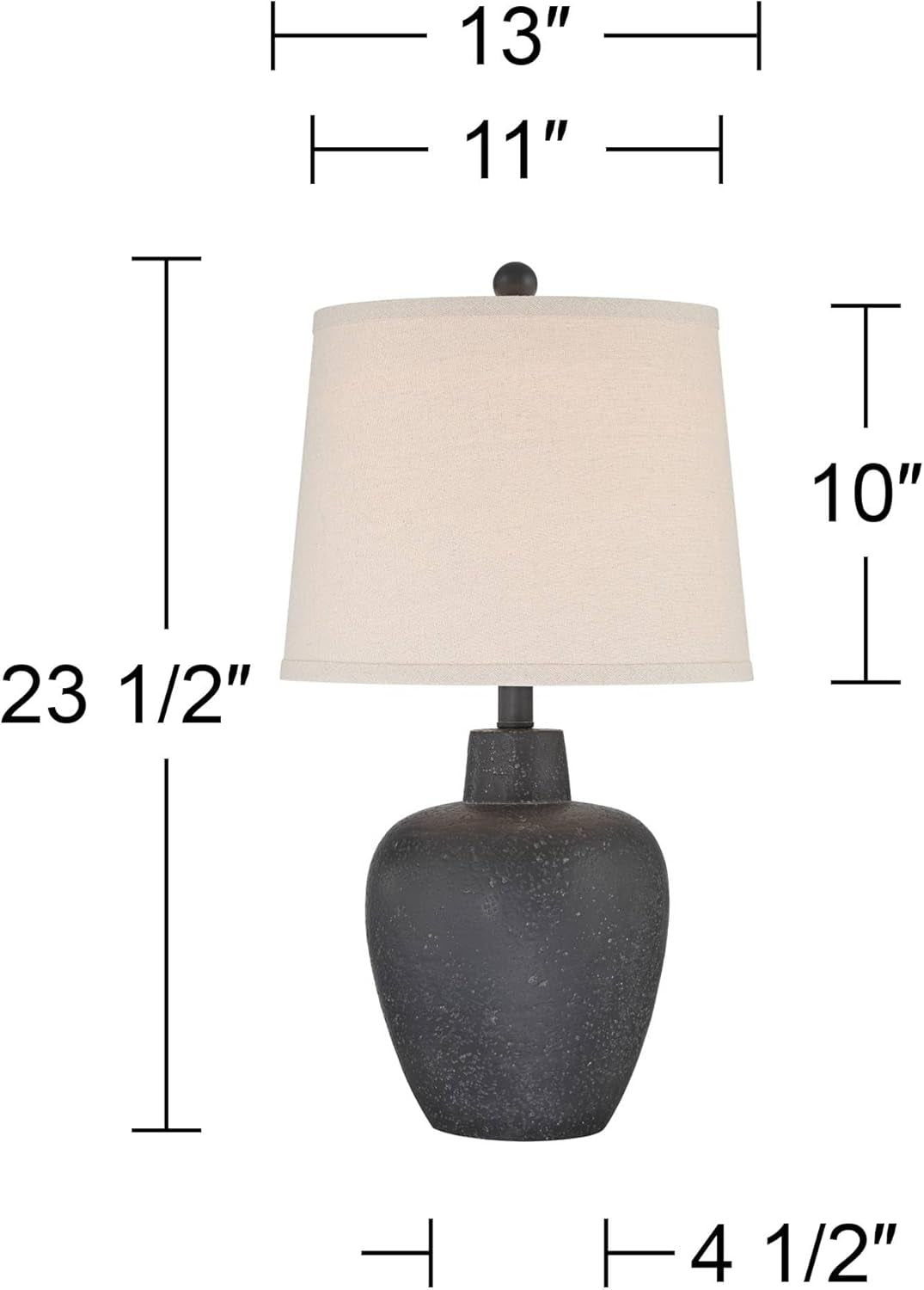 Romeo 23 1/2" High Jar Small Modern Coastal Accent Table Lamps Set of 2 Stone Gray Finish Fabric Beige Shade Living Room Bedroom Bedside Nightstand House Office Home Reading Kitchen