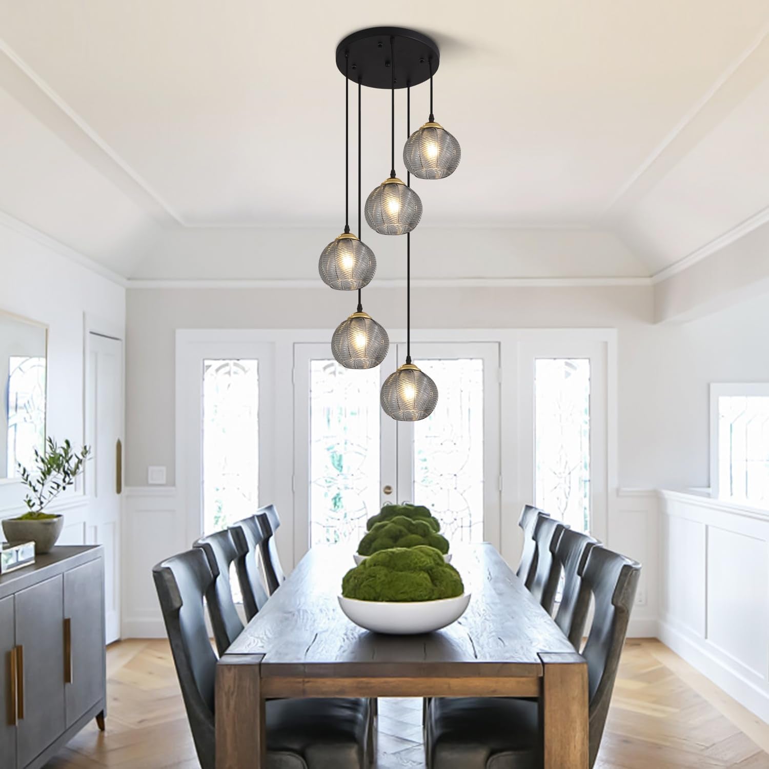 Lighting round Glass Pendant Lighting 5 Light Farmhouse Cluster Chandelier Black Kitchen Pendant Lighting Smoke Glass Cluster Pendant Light Mid Century Modern Globe Chandelier