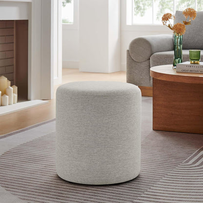 16-Inch Round Heathered Fabric Upholstered Ottoman