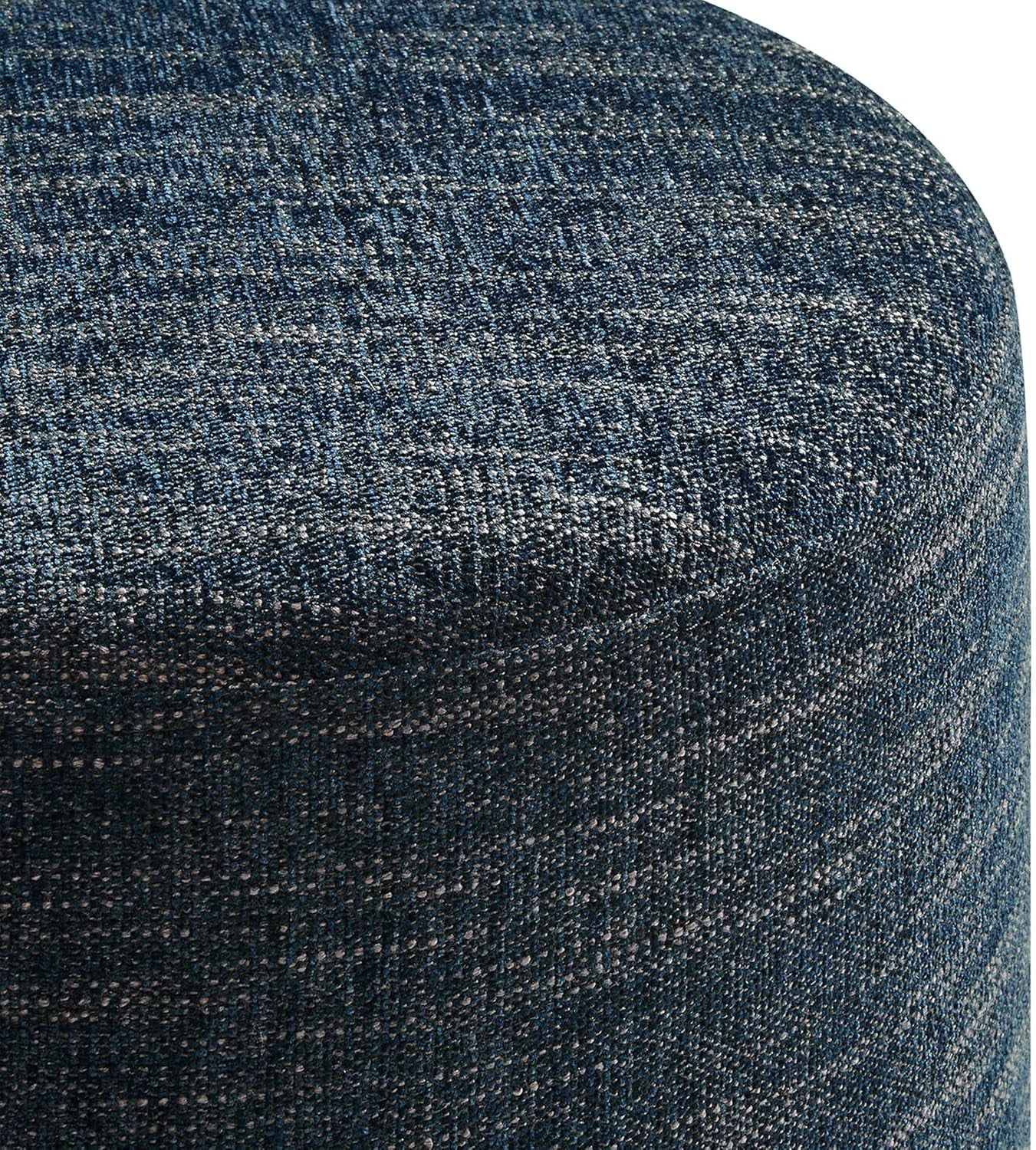 16-Inch Round Heathered Fabric Upholstered Ottoman