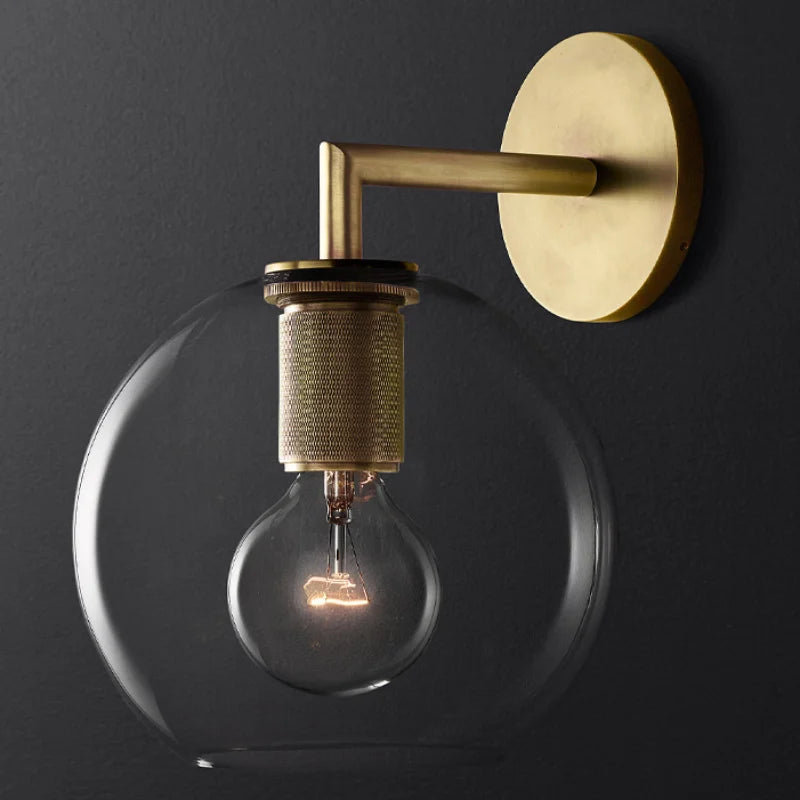 Contemporary Gold Glass Wall Sconce for Bedroom - Nordic Indoor Lighting Fixture with Luxury Copper LED Design