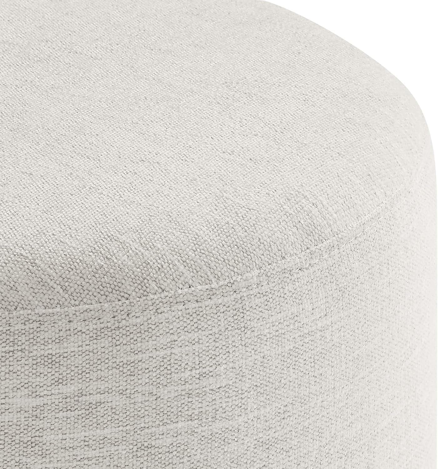 16-Inch Round Heathered Fabric Upholstered Ottoman