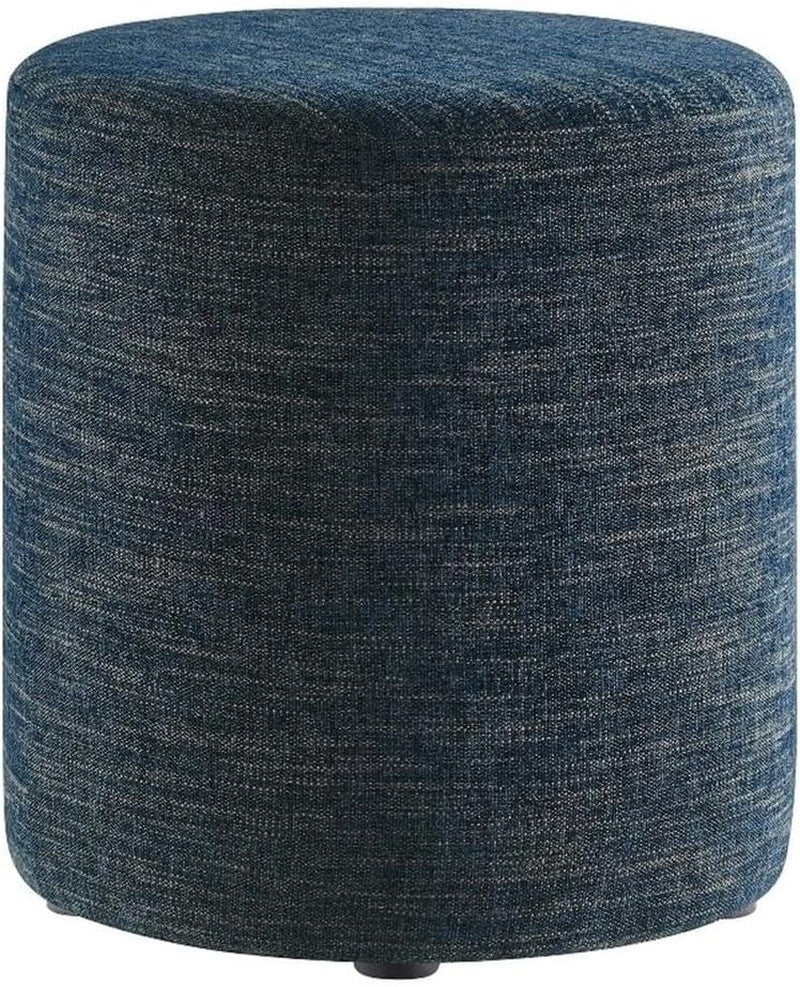 16-Inch Round Heathered Fabric Upholstered Ottoman
