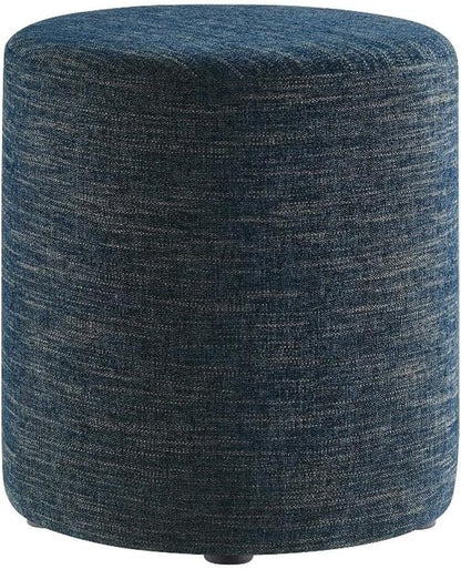 16-Inch Round Heathered Fabric Upholstered Ottoman