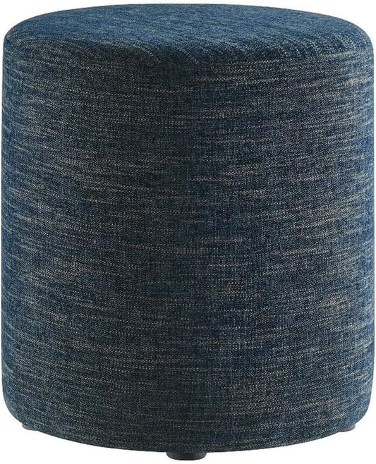16-Inch Round Heathered Fabric Upholstered Ottoman