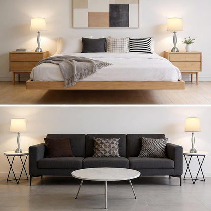 25.5" Touch Bedside Lamps for Nightstand Set of 2 - Bedroom Lamps with USB C+A, 3 Way Dimmable Nightstand Lamps, Brushed Nickel Table Lamps for Living Room (Bulbs Included)
