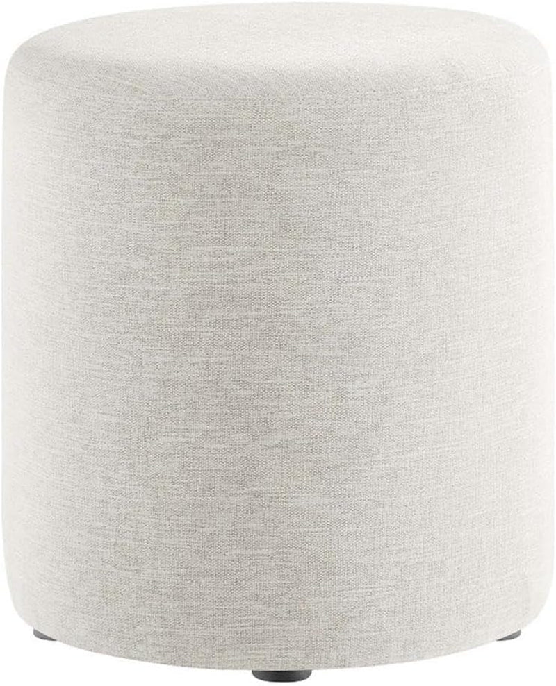 16-Inch Round Heathered Fabric Upholstered Ottoman