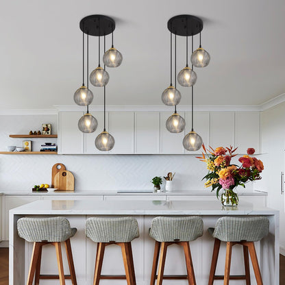 Lighting round Glass Pendant Lighting 5 Light Farmhouse Cluster Chandelier Black Kitchen Pendant Lighting Smoke Glass Cluster Pendant Light Mid Century Modern Globe Chandelier