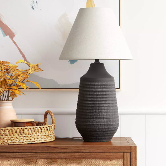Large Black Textured Ceramic Lamp Base - 19" x 8.5" - Threshold™