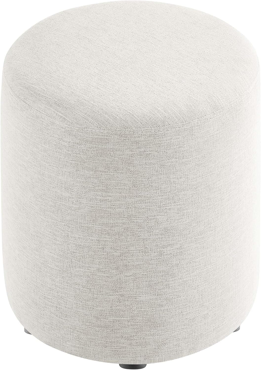 16-Inch Round Heathered Fabric Upholstered Ottoman