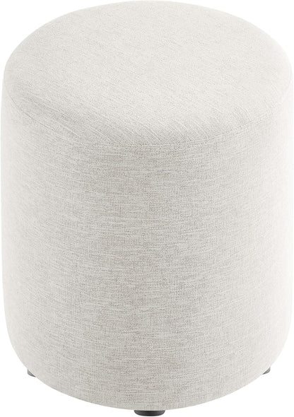 16-Inch Round Heathered Fabric Upholstered Ottoman
