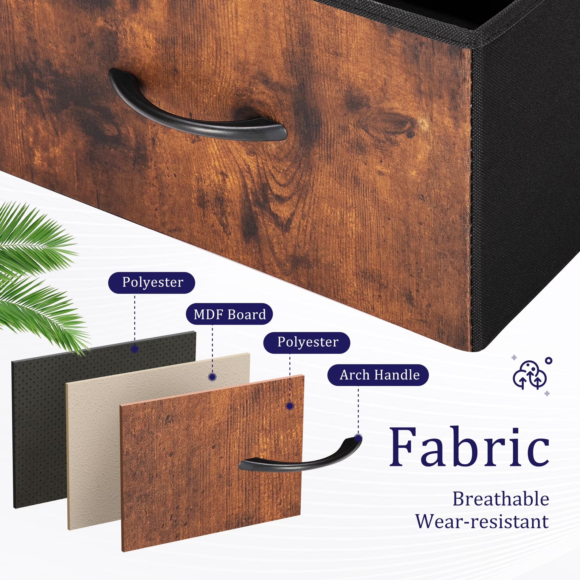 Dresser TV Stand, Entertainment Center with Fabric Drawers, Media Console Table with Open Shelves for TV up to 45 Inch for Bedroom, Living Room, Entryway, Rustic Brown