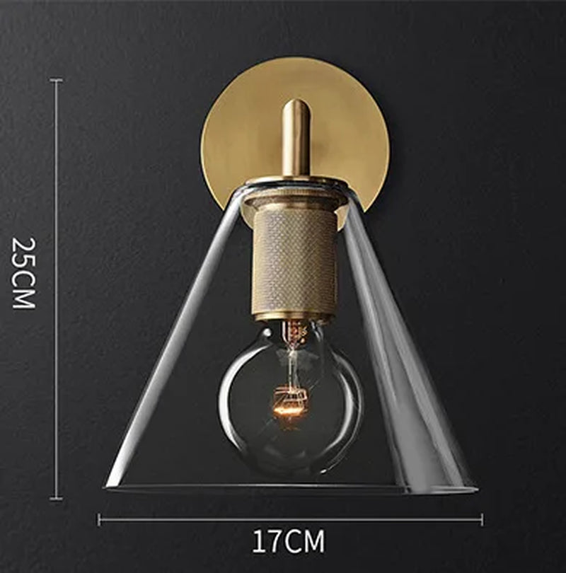 Contemporary Gold Glass Wall Sconce for Bedroom - Nordic Indoor Lighting Fixture with Luxury Copper LED Design