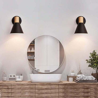 Wall Sconces, Modern Nordic Design, 2 Pack-Black, E26, Rotateable, Industrial Bathroom Bedroom Lighting Fixture, Wall Mounted