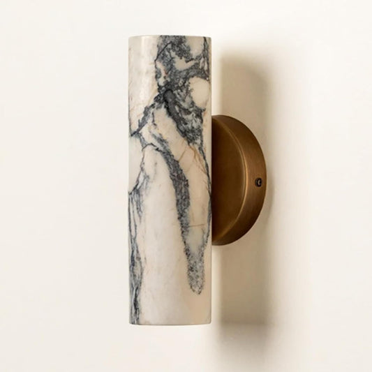 9.45-Inch Alabaster Wall Sconces - Nordic Style Natural Stone Wall Lamp with Marble Lampshade, Up and Down Lighting Fixtures, Metal Base Hardwired Indoor Wall Light for Bedroom, Bedside, and Hallway